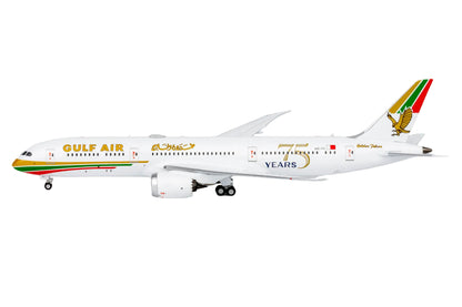 Gulf Air 787-9 Dreamliner A9C-FG (1976 retro cs, "75 Years" sticker)