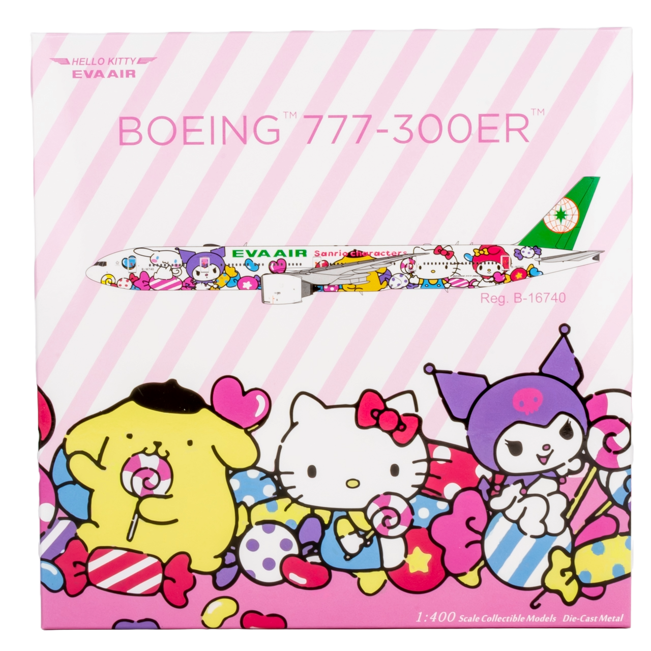 Eva Airways 777-300ER B-16740 (HELLO KITTY “Candy Jet” - Sanrio Characters ultimate collection with stand