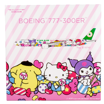 Eva Airways 777-300ER B-16740 (HELLO KITTY “Candy Jet” - Sanrio Characters ultimate collection with stand
