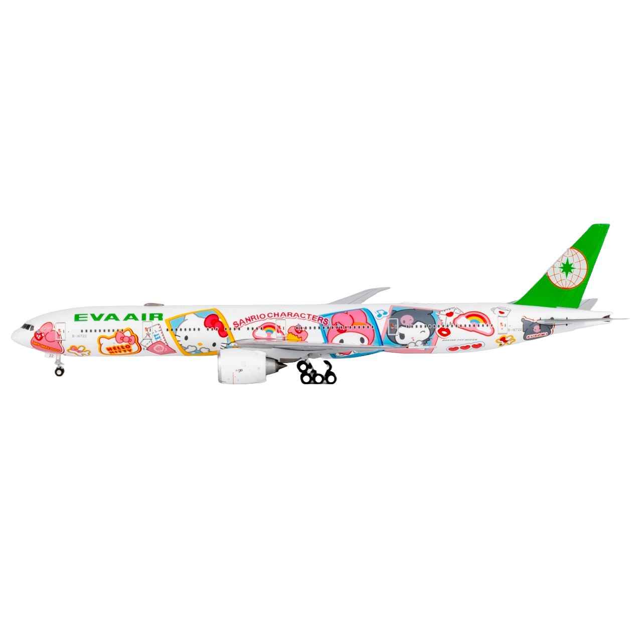 Eva Airways 777-300ER B-16740 (HELLO KITTY “Candy Jet” - Sanrio Characters ultimate collection with stand