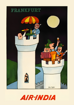 Vintage Indian airline Frankfurt travel poster