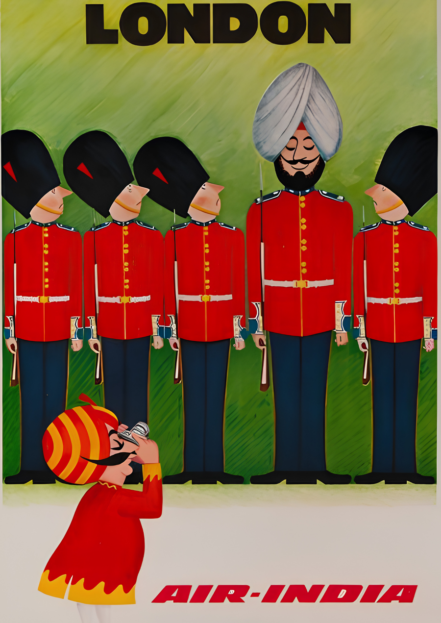 Vintage Indian airline London travel poster