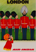 Vintage Indian airline London travel poster