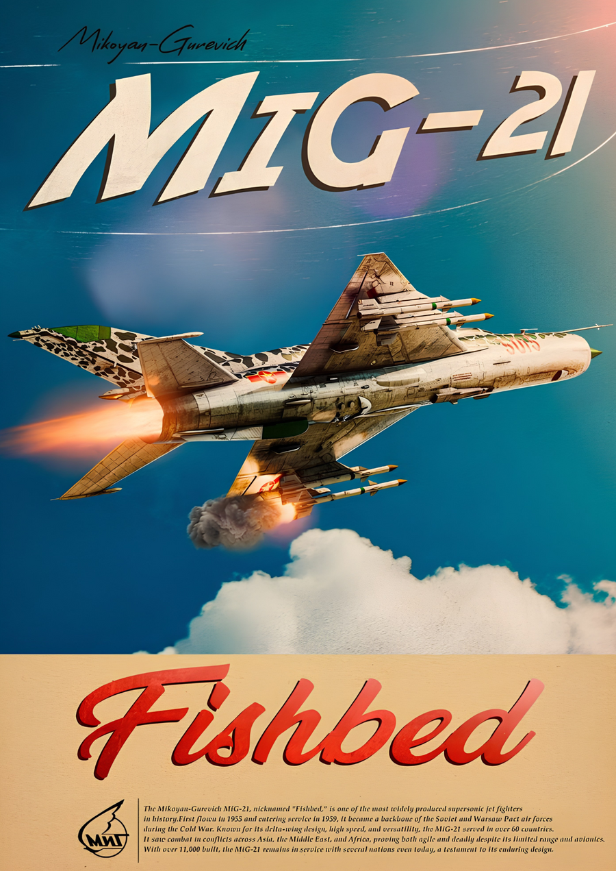 MiG-21 Fishbed aviation poster