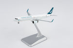 NG Models 13161 Cathay Pacific Airbus A321neo B-HQD Large Titles 1:400 on display stand front three-quarter view