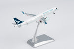 NG Models 13161 Cathay Pacific Airbus A321neo B-HQD Large Titles 1:400 on display stand rear three-quarter view