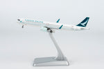 NG Models 13161 Cathay Pacific Airbus A321neo B-HQD Large Titles 1:400 displayed on stand side view