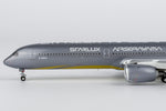 Close-up of NG Models 57045 Starlux Airlines A350-1000 B-58553 AIRSORAYAMA Silver nose and fuselage details