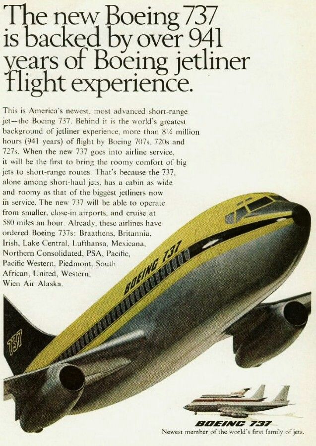 Boeing 737 “941 Years of Experience” Vintage Aviation Poster