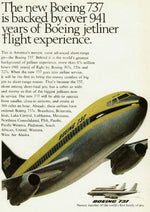 Early Boeing 737 vintage 941 years of Boeing flight experience yellow aircraft advertisement
