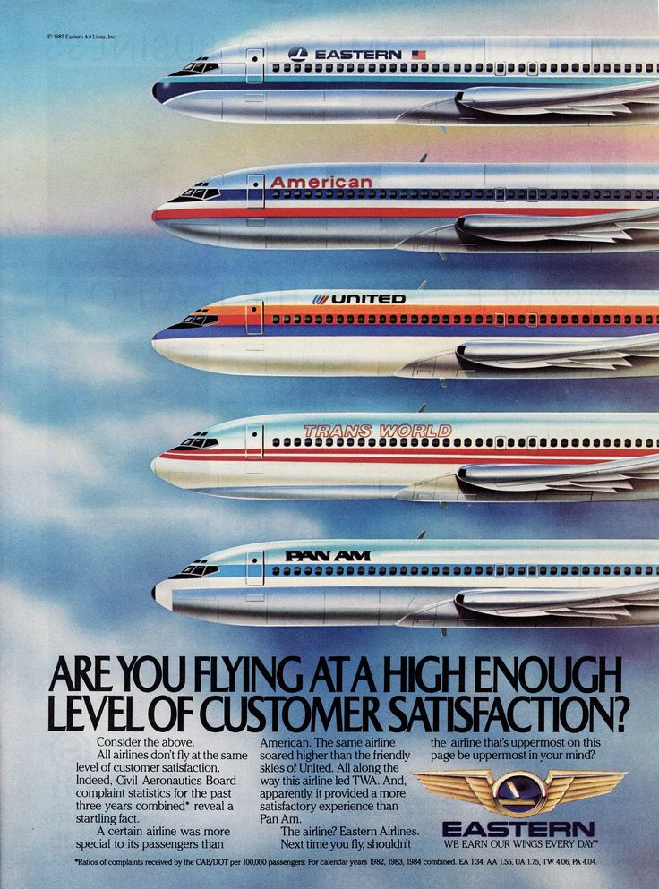 Eastern Airlines Customer Satisfaction 1985 Vintage Aviation Poster