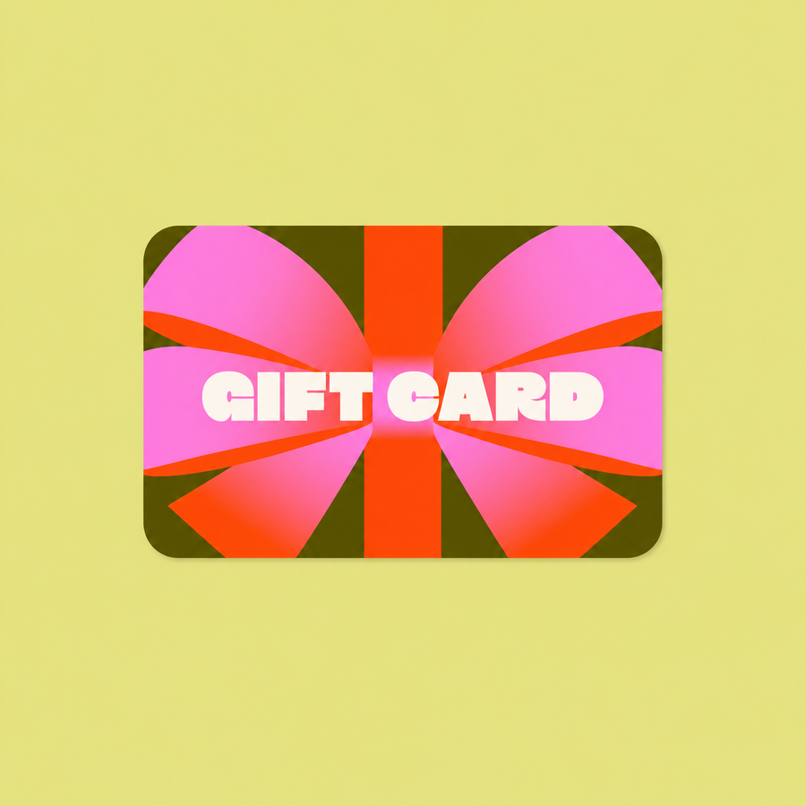 Nymbus gift card in a pale lime, pink, orange and olive design