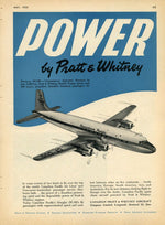 1955 Pratt & Whitney Power advertisement featuring Canadian Pacific Douglas DC-6B