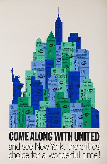 United Air Lines “Come Along” New York Vintage Travel Poster